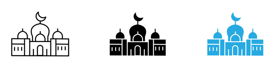 mosque icon black white vector outline