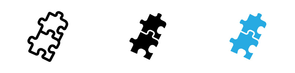 Puzzle icon black white vector outline