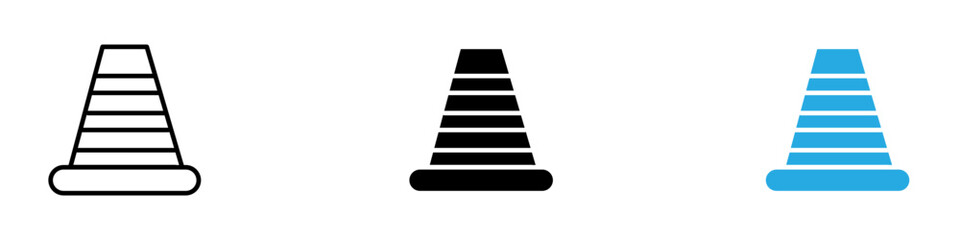 Road cone icon black white vector outline