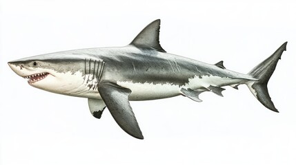 Fototapeta premium Magnificent Great White Shark: A Detailed Illustration