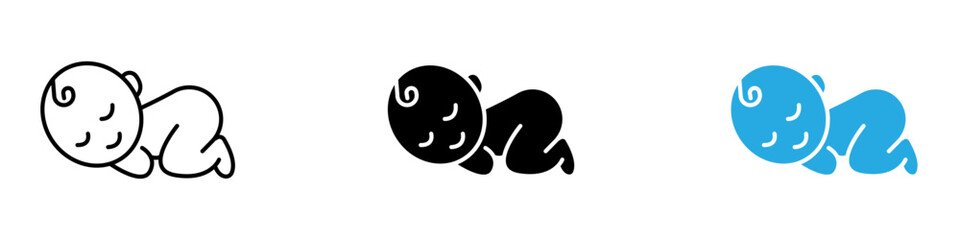 Sleeping baby icon black white vector outline