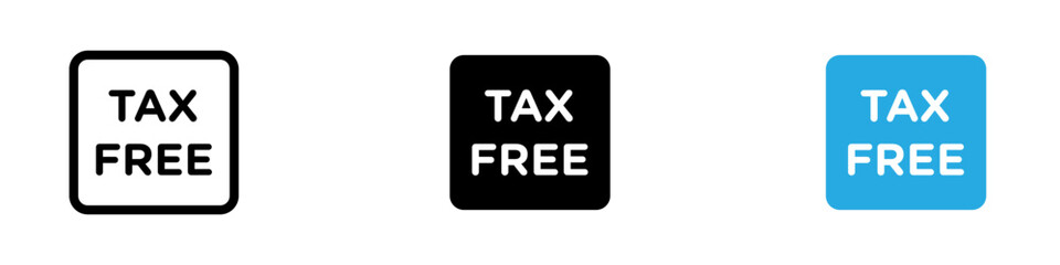 Tax free icon black white vector outline