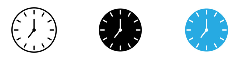 Time icon black white vector outline