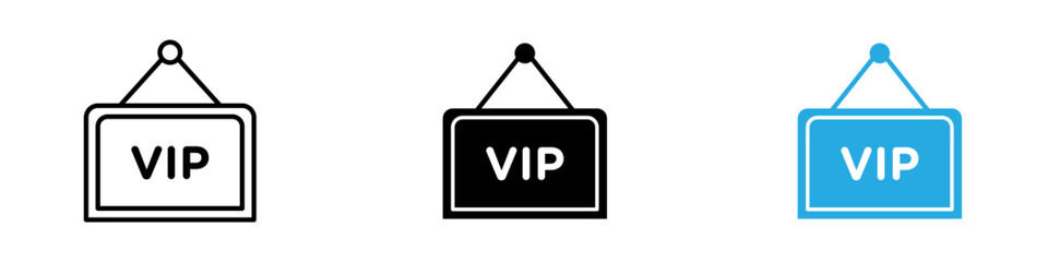 VIP neck tag icon black white vector outline