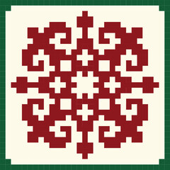 Pixel pattern Kazakh ornament. Vector illustration