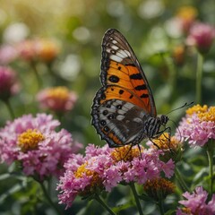 A beautiful butterfly perched on a blooming flower.