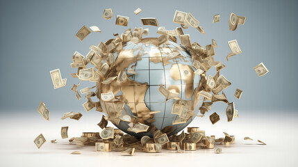 Global economy impacted by financial instability with cash exploding around the globe