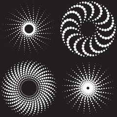 A set of halfton radial shapes