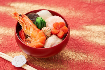 海老ののった豪華なお雑煮