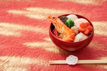 海老ののった豪華なお雑煮