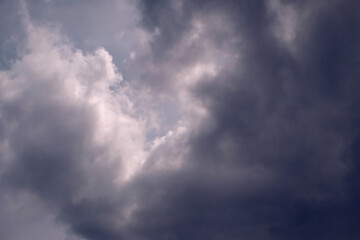 White clouds block the sun against the sky, dramatic clouds