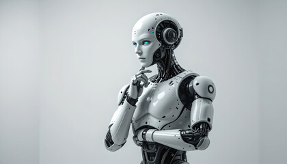 Futuristic Robot AI, Thinking Woman, AI Concept - Artificial Intell.