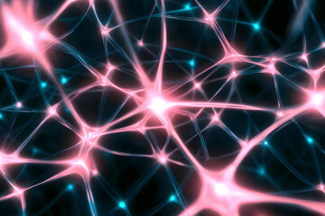 Abstract Neural Network Shows Interconnected Nodes with Glowing Synapses Dynamically
