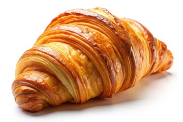 Fototapeta premium Panoramic Golden Croissant: Buttery Layers, Flaky Texture, Breakfast Food Photography