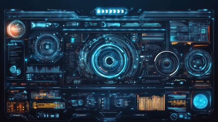 Abstract digital interface for technology concepts.