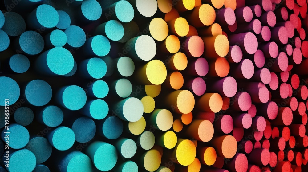 Poster abstract dots and triangles with a 3d gradient effect.