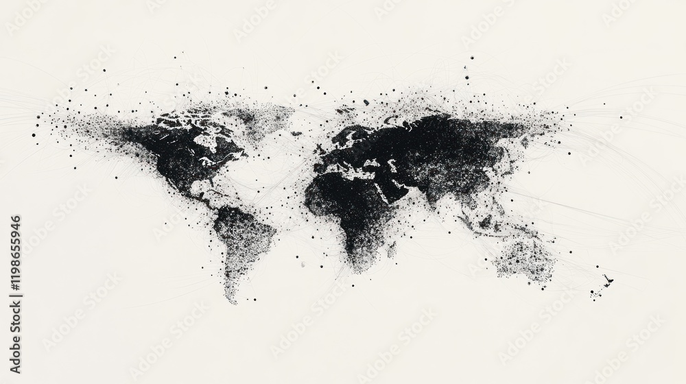Aufkleber abstract global network with lines and nodes on solid white background