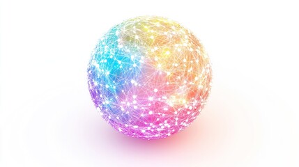 Abstract interconnected globe with glowing nodes on solid white background