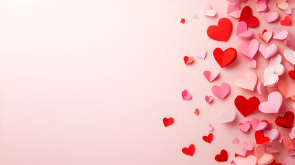 Pink and red heart Sweet love background for Valentine day  ai generative