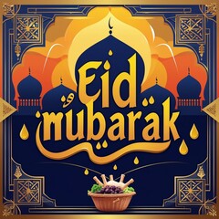 Eid Mubarak. A creative, conceptual, and hot poster design for advertising, branding, and hoarding. Useful for the Oil industries, Food industry. Generative Ai 