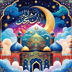 Creative photo greetings eid Mubarak generative Ai 