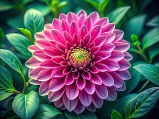 Pink Flower Photography, Vibrant Bloom, Green Leaves, Floral Macro, Nature Closeup, Spring Flowers, Pink Petals, Botanical Photography, Flower Images, Garden Photography