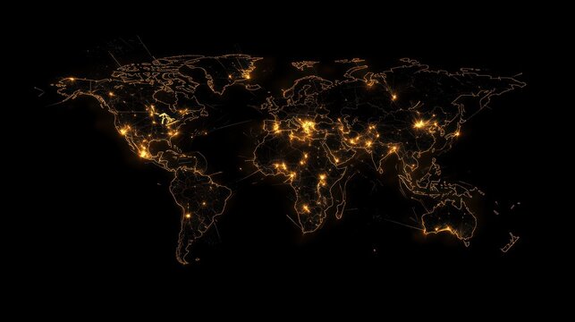 AI-powered glowing binary world map.