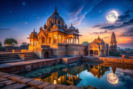 Mystical Night at Kusum Sarovar's Abandoned Temple, Uttar Pradesh, India