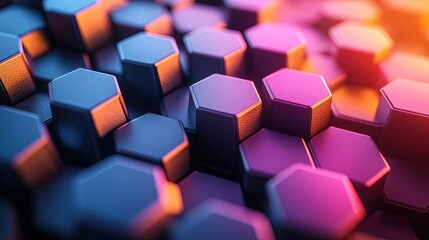 A close-up of hexagonal patterns with a gradient of colors, showcasing a textured design.