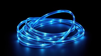 Naklejka premium Blue light lines with a black background.