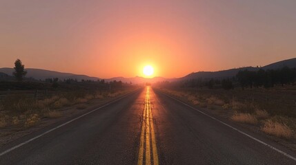 Fototapeta premium Sunrise highway road mountains landscape travel