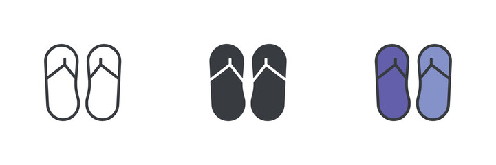 Flip flops different style icon set