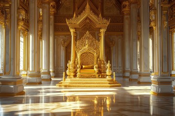 Fototapeta premium Golden Throne in a Luxurious Palace