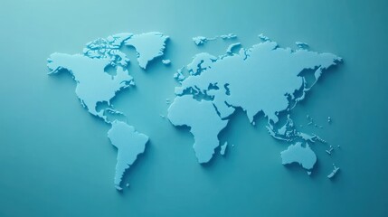 Fototapeta premium Cybersecurity-focused light blue world map concept.