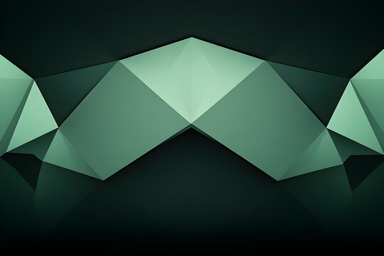 Abstract 3D Geometric Green Triangles Form a Dynamic and Modern Background