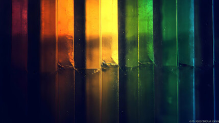 Colorful Translucent Rectangular Panels Create a Gradient Pattern with Light and Shadow Effects