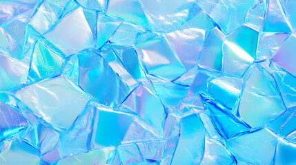Iridescent Shattered Glass Texture Forms a Shimmering, Icy Background with Prismatic Hues.
