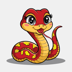 Fototapeta premium Adorable Cartoon Snake Illustration - Cute Vector Design