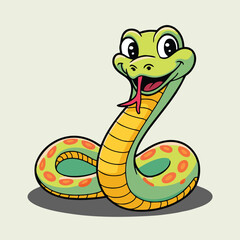 Fototapeta premium Adorable Cartoon Snake Illustration - Cute Vector Design