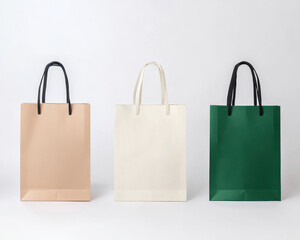 Recyclable shopping bags in soft shadows, showcasing eco friendly design. Perfect for sustainable shopping and stylish carrying options