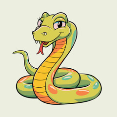 Fototapeta premium Adorable Cartoon Snake Illustration - Cute Vector Design