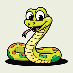 Fototapeta premium Adorable Cartoon Snake Illustration - Cute Vector Design