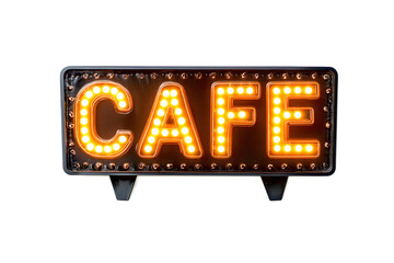 Vibrant LED Neon Cafe Sign Illuminating the Urban Nightscape