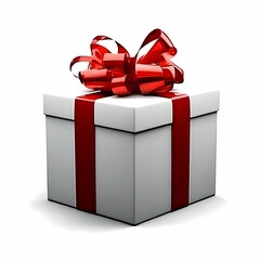 White Gift Box with Red Ribbon Elegantly Wrapped for Special Occasions