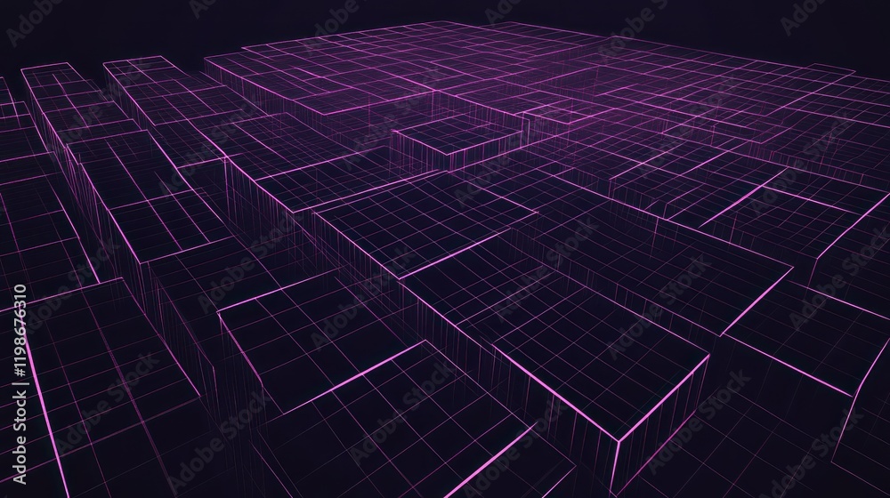 Poster isometric digital grid with plexus integration.