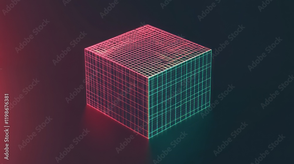 Poster isometric digital grid with plexus integration.