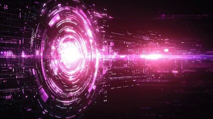 Obraz premium Abstract Futuristic Technology Glowing Pink Circuitry Design