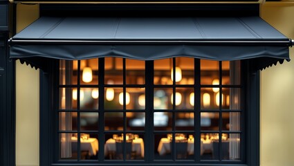 Restaurant glass windows picture with copy space