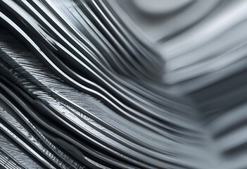 Obraz premium Abstract Metal Texture: A captivating close-up reveals the intricate textures and flowing lines of layered metal sheets, creating an abstract composition of light and shadow.