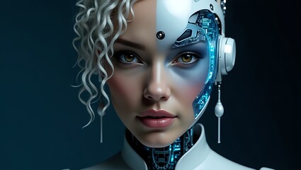A beautiful robot lady combined with modern ai technology